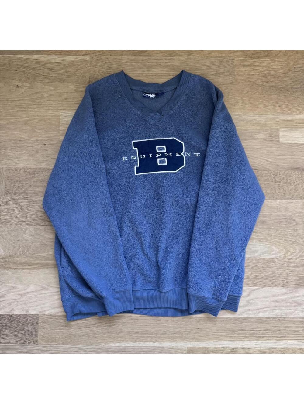 B.U.M. Equipment Blue Fleece V-Neck Pullover Sweatshirt